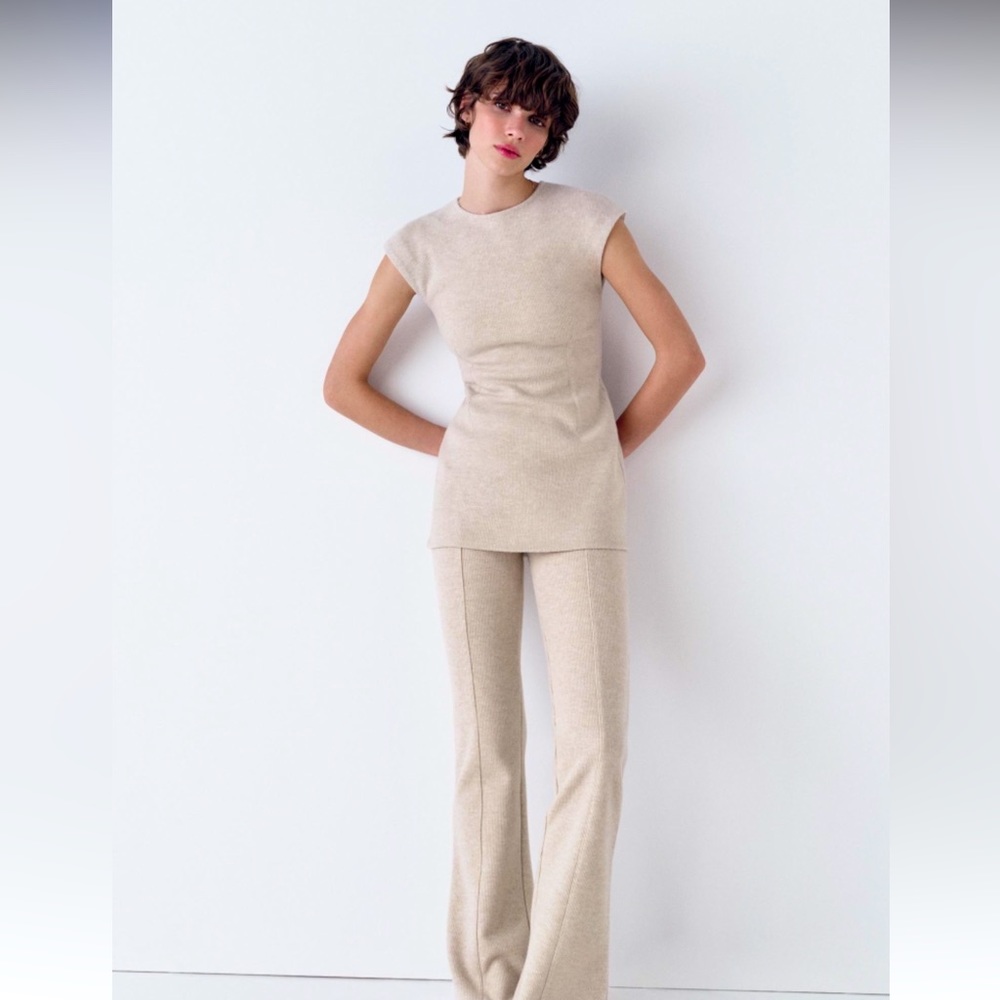 NWT Zara Flared Rib Pants